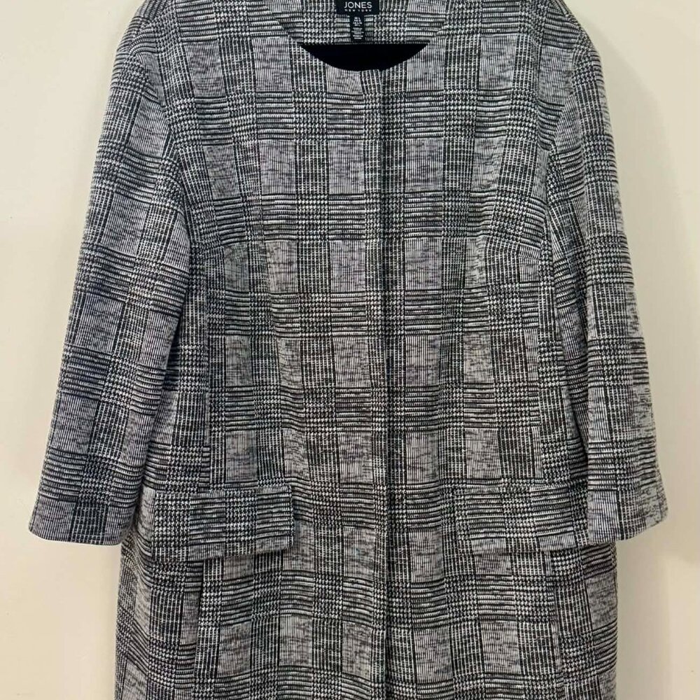 Jones New York Glen Plaid Coat Blazer – Size Large, Black and White - Picture 2 of 7